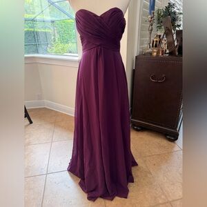 Allure Bridals Deep Plum Strapless Chiffon Maxi Gown